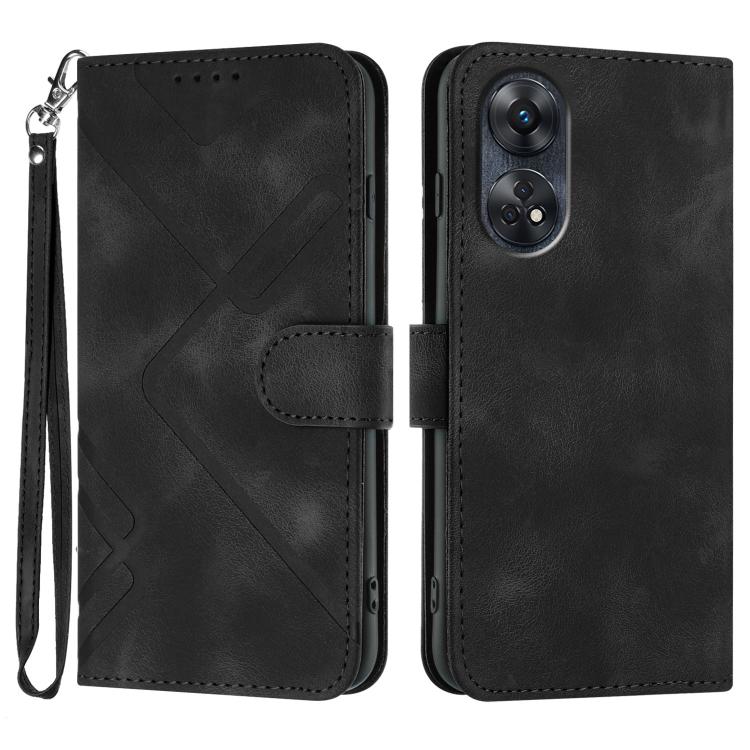 Custodia per cellulare in pelle con motivo a linea, For OPPO A78 5G / A1x, For OPPO Reno8 T 4G, For OPPO Find X6 Pro, For OPPO Find X6