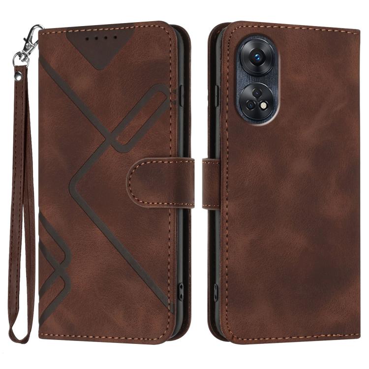 Custodia per cellulare in pelle con motivo a linea, For OPPO A78 5G / A1x, For OPPO Reno8 T 4G, For OPPO Find X6 Pro, For OPPO Find X6