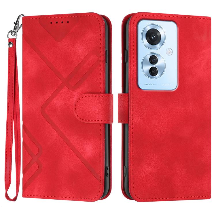 Custodia per cellulare in pelle con motivo a linea, For OPPO A60, For OPPO Reno11 F / F25 Pro, For OPPO A38 /  A18, For OPPO Find X8 Pro