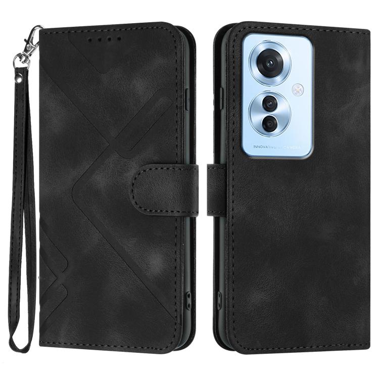 Custodia per cellulare in pelle con motivo a linea, For OPPO A60, For OPPO Reno11 F / F25 Pro, For OPPO A38 /  A18, For OPPO Find X8 Pro