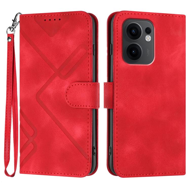 Custodia per cellulare in pelle con motivo a linea, For OPPO A5 Pro 5G, For OPPO Reno13 F 4G / 5G, For OPPO Find X8, For OPPO Reno12 Global