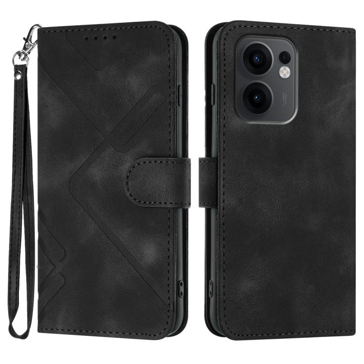 Custodia per cellulare in pelle con motivo a linea, For OPPO A5 Pro 5G, For OPPO Reno13 F 4G / 5G, For OPPO Find X8, For OPPO Reno12 Global