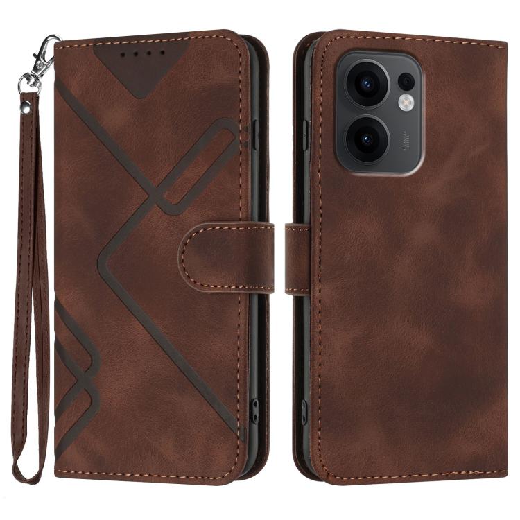 Custodia per cellulare in pelle con motivo a linea, For OPPO A5 Pro 5G, For OPPO Reno13 F 4G / 5G, For OPPO Find X8, For OPPO Reno12 Global