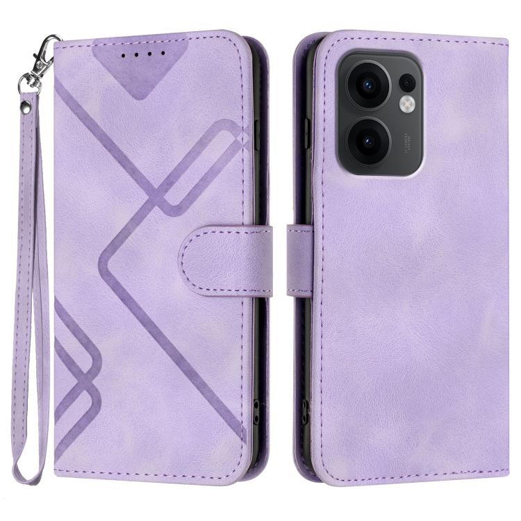 Custodia per cellulare in pelle con motivo a linea, For OPPO A5 Pro 5G, For OPPO Reno13 F 4G / 5G, For OPPO Find X8, For OPPO Reno12 Global