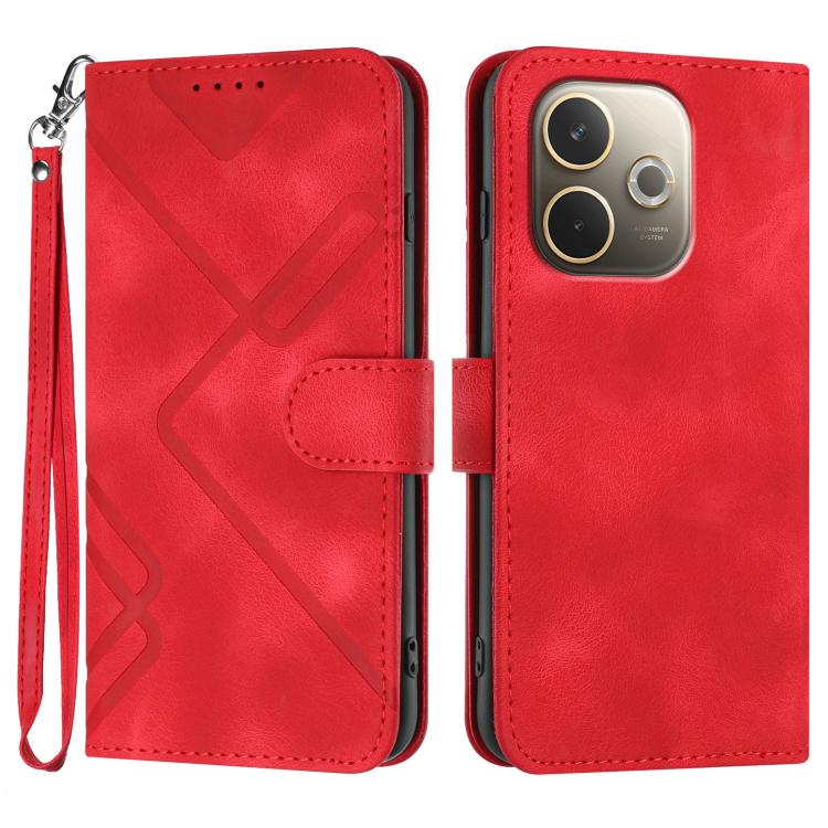 Custodia per cellulare in pelle con motivo a linea, For OPPO A5 Pro 5G, For OPPO Reno13 F 4G / 5G, For OPPO Find X8, For OPPO Reno12 Global