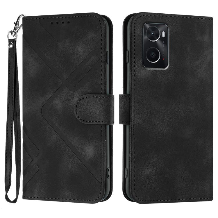 Custodia per cellulare in pelle con motivo a linea, For OPPO Reno8 5G, For OPPO A36 / A76 / A96 / K10 4G, For OPPO Reno6 Z 5G/Reno5 F/Reno5 Lite, For OPPO A16