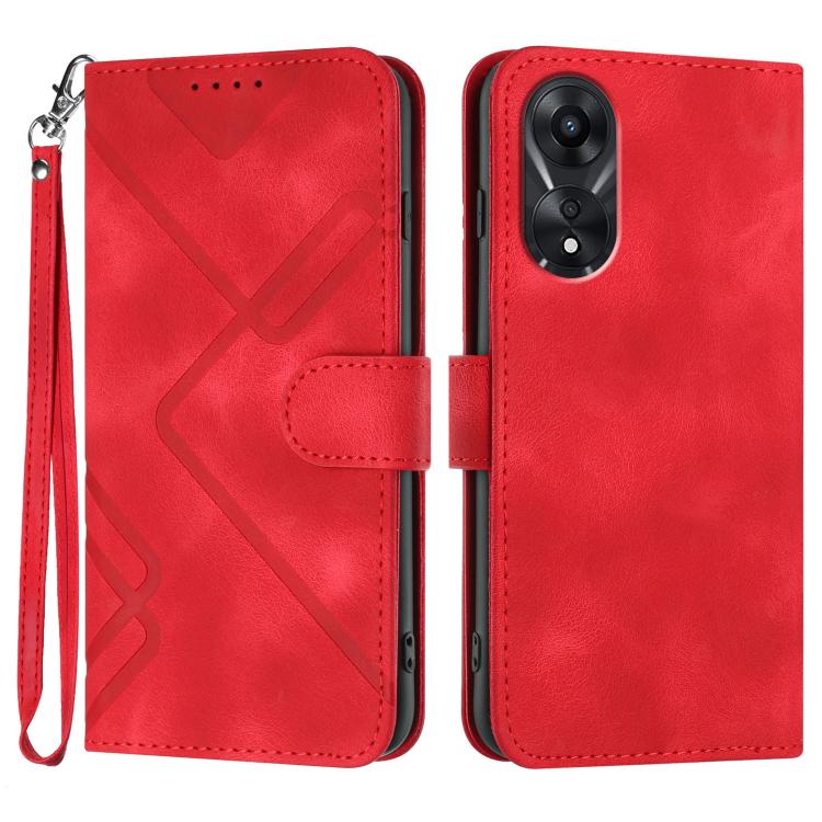 Custodia per cellulare in pelle con motivo a linea, For OPPO A78 5G / A1x, For OPPO Reno8 T 4G, For OPPO Find X6 Pro, For OPPO Find X6