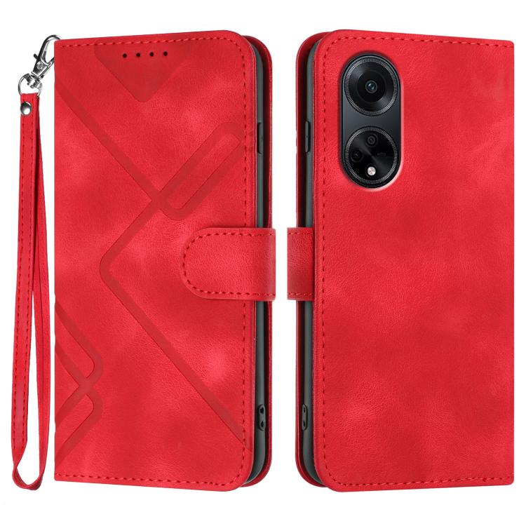 Custodia per cellulare in pelle con motivo a linea, For OPPO A1 Pro / Reno8 T 5G Global, For OPPO A77 4G Global, For OPPO A98 5G, For OPPO A17