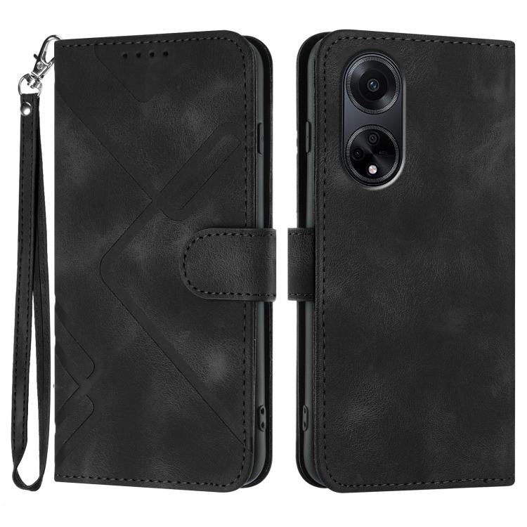 Custodia per cellulare in pelle con motivo a linea, For OPPO A1 Pro / Reno8 T 5G Global, For OPPO A77 4G Global, For OPPO A98 5G, For OPPO A17