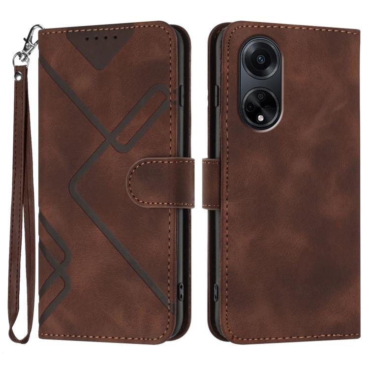 Custodia per cellulare in pelle con motivo a linea, For OPPO A1 Pro / Reno8 T 5G Global, For OPPO A77 4G Global, For OPPO A98 5G, For OPPO A17