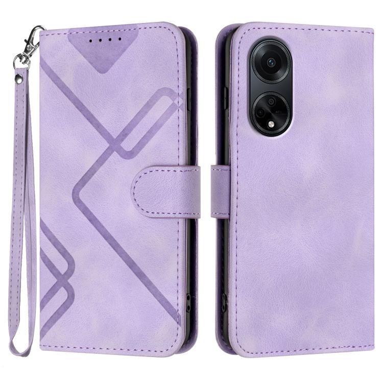 Custodia per cellulare in pelle con motivo a linea, For OPPO A1 Pro / Reno8 T 5G Global, For OPPO A77 4G Global, For OPPO A98 5G, For OPPO A17