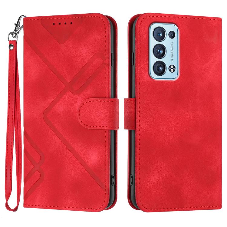 Custodia per cellulare in pelle con motivo a linea, For OPPO A16 4G/A55 5G/A53s 5G, For OPPO Reno6 Pro+ 5G, For OPPO A94 4G/A95 5G/Reno5 Z, For OPPO A94 5G/F19 Pro/F19 Pro+ 5G