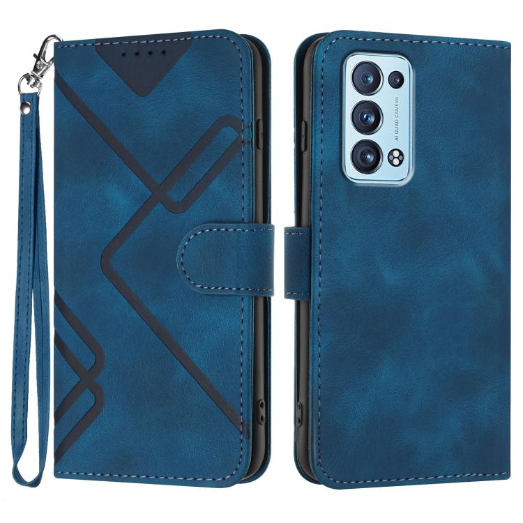 Custodia per cellulare in pelle con motivo a linea, For OPPO A16 4G/A55 5G/A53s 5G, For OPPO Reno6 Pro+ 5G, For OPPO A94 4G/A95 5G/Reno5 Z, For OPPO A94 5G/F19 Pro/F19 Pro+ 5G