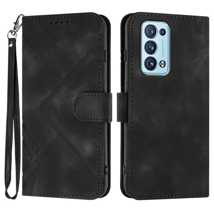 Custodia per cellulare in pelle con motivo a linea, For OPPO A16 4G/A55 5G/A53s 5G, For OPPO Reno6 Pro+ 5G, For OPPO A94 4G/A95 5G/Reno5 Z, For OPPO A94 5G/F19 Pro/F19 Pro+ 5G
