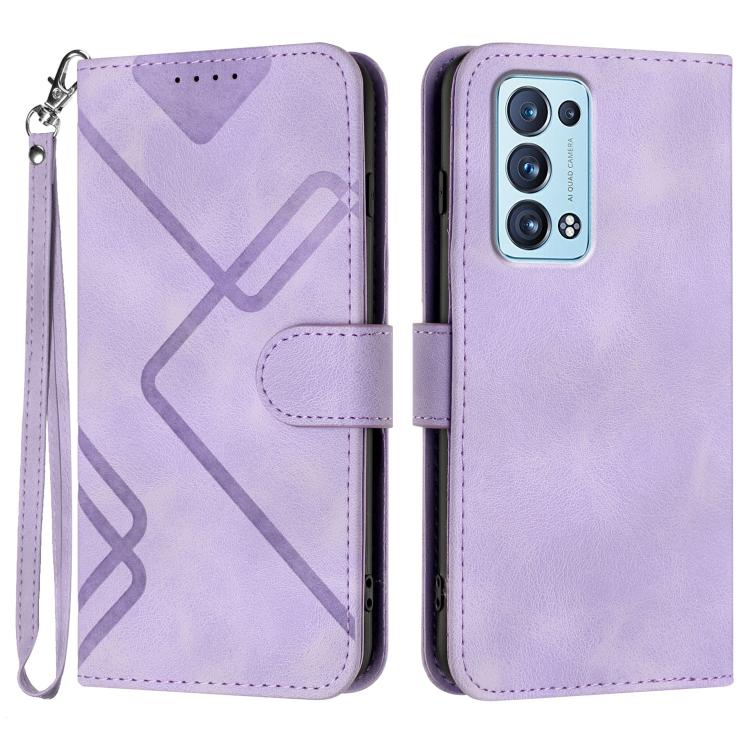 Custodia per cellulare in pelle con motivo a linea, For OPPO A16 4G/A55 5G/A53s 5G, For OPPO Reno6 Pro+ 5G, For OPPO A94 4G/A95 5G/Reno5 Z, For OPPO A94 5G/F19 Pro/F19 Pro+ 5G