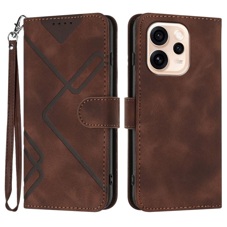 Custodia per cellulare in pelle con motivo a linea, For OPPO Reno15 Pro Max 5G Global, For OPPO Reno15 F 5G Global, For OPPO Reno15 Pro 5G Global, For OPPO Reno15 5G Global