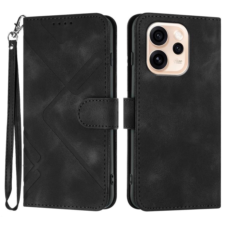 Custodia per cellulare in pelle con motivo a linea, For OPPO Reno15 Pro Max 5G Global, For OPPO Reno15 F 5G Global, For OPPO Reno15 Pro 5G Global, For OPPO Reno15 5G Global