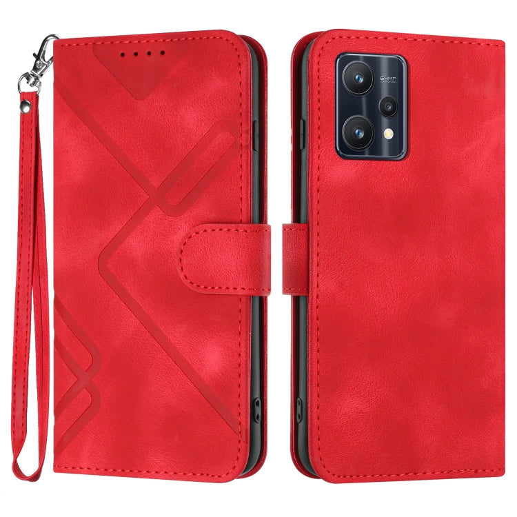 Custodia per cellulare in pelle con motivo a linea, For Realme 10 4G, For Realme V23, For Realme 9 Pro+, For Realme C20 / C11 2021 / C21