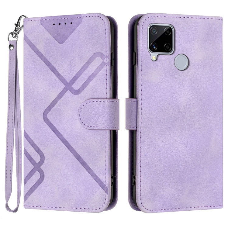 Custodia per cellulare in pelle con motivo a linea, For Realme Narzo 30A/C25/C25s, For Realme 8 4G / 8 Pro, For Realme GT 5G / GT Neo, For Realme C15/C12/Narzo 20/7i Global