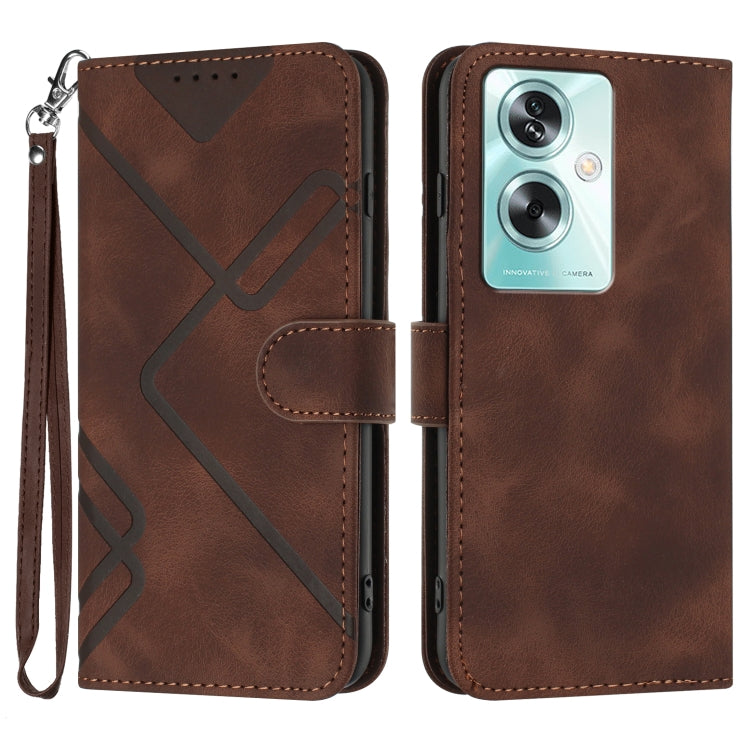 Custodia per cellulare in pelle con motivo a linea, For Realme 7 / Narzo 20 Pro, For Realme 7 Pro, For OPPO A79 5G