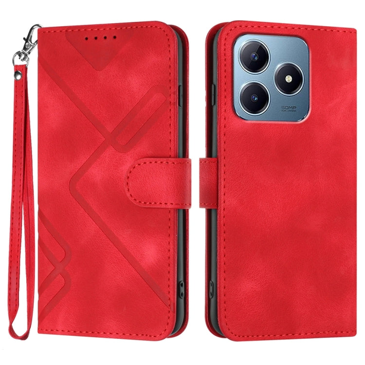 Custodia per cellulare in pelle con motivo a linea, For Realme GT7 Pro, For Realme 13 Pro / 13 Pro+ Global, For Realme GT 6 / GT 6T, For Realme C63 / C61 Global