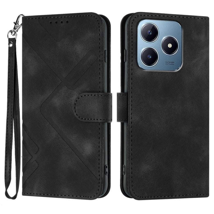 Custodia per cellulare in pelle con motivo a linea, For Realme GT7 Pro, For Realme 13 Pro / 13 Pro+ Global, For Realme GT 6 / GT 6T, For Realme C63 / C61 Global