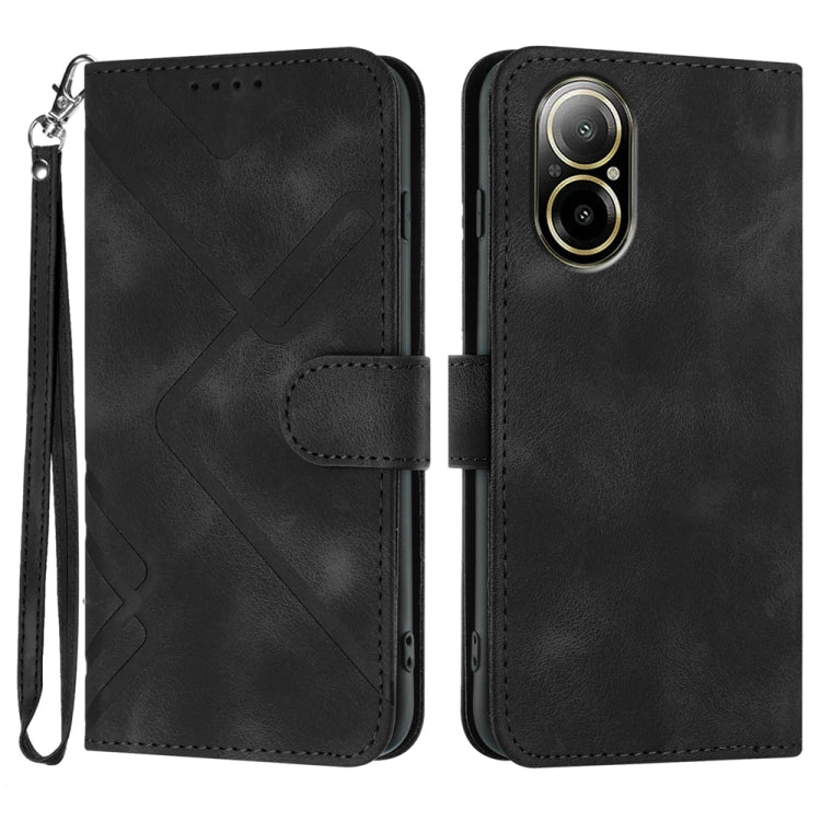 Custodia per cellulare in pelle con motivo a linea, For Realme  12 Lite / C67 4G Global, For Realme GT5 Pro, For Realme 10 Pro, For Realme 10 Pro+