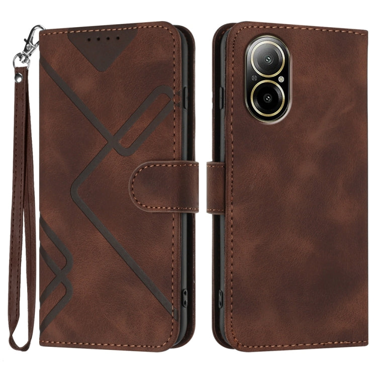 Custodia per cellulare in pelle con motivo a linea, For Realme  12 Lite / C67 4G Global, For Realme GT5 Pro, For Realme 10 Pro, For Realme 10 Pro+