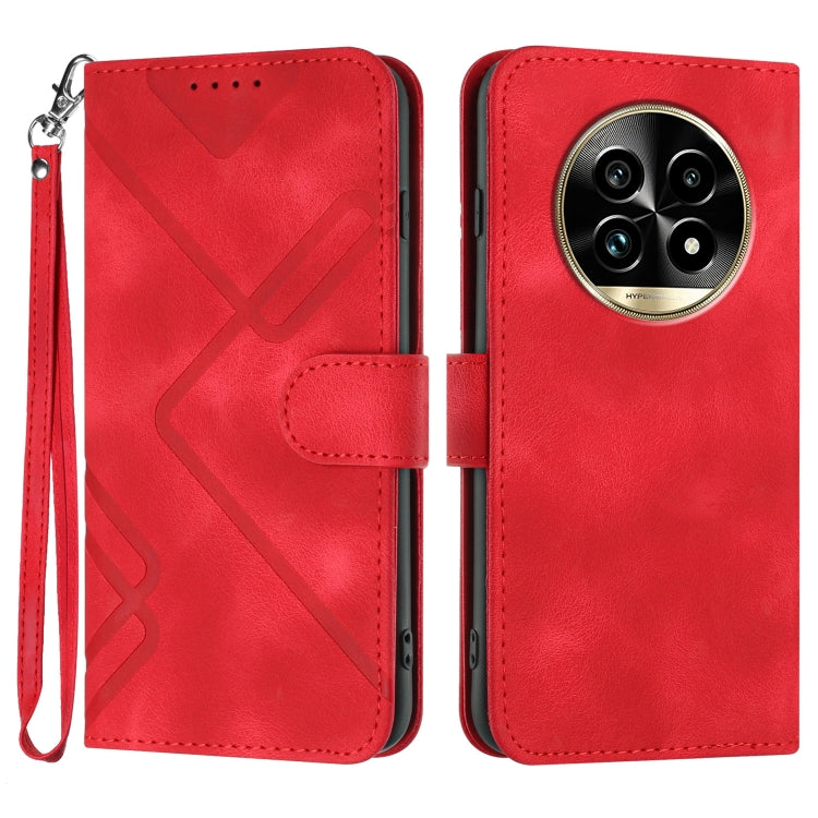 Custodia per cellulare in pelle con motivo a linea, For Realme GT7 Pro, For Realme 13 Pro / 13 Pro+ Global, For Realme GT 6 / GT 6T, For Realme C63 / C61 Global