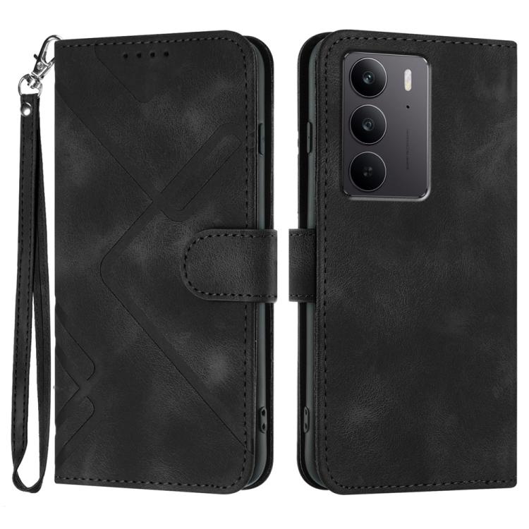 Custodia per cellulare in pelle con motivo a linea, For Realme 14 Pro+, For Realme 14 Pro, For Realme 14x Global, For Realme C75 Global