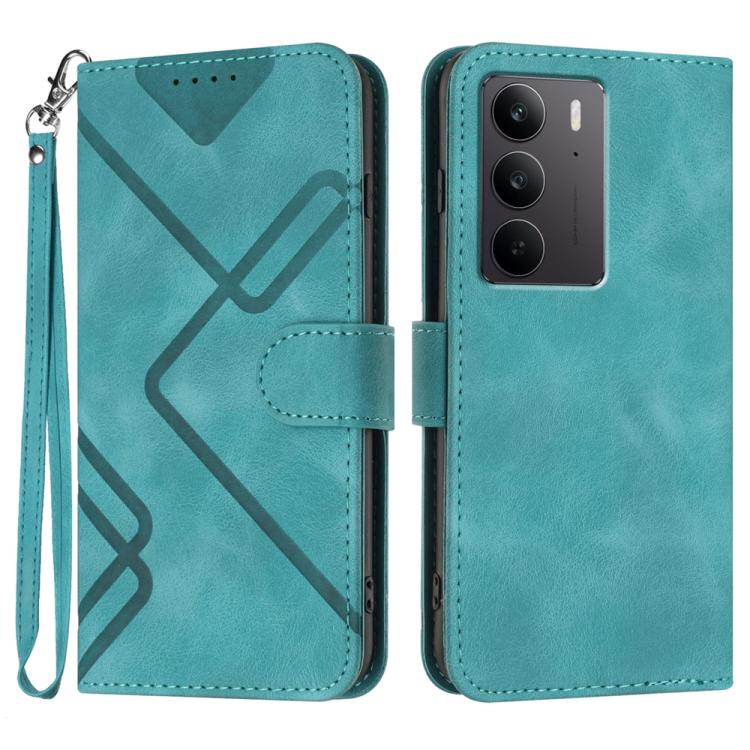 Custodia per cellulare in pelle con motivo a linea, For Realme 14 Pro+, For Realme 14 Pro, For Realme 14x Global, For Realme C75 Global