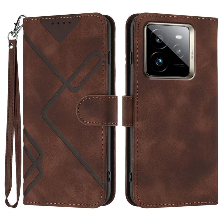 Custodia per cellulare in pelle con motivo a linea, For Realme GT7 Pro, For Realme 13 Pro / 13 Pro+ Global, For Realme GT 6 / GT 6T, For Realme C63 / C61 Global