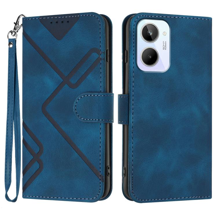 Custodia per cellulare in pelle con motivo a linea, For Realme 10 4G, For Realme V23, For Realme 9 Pro+, For Realme C20 / C11 2021 / C21