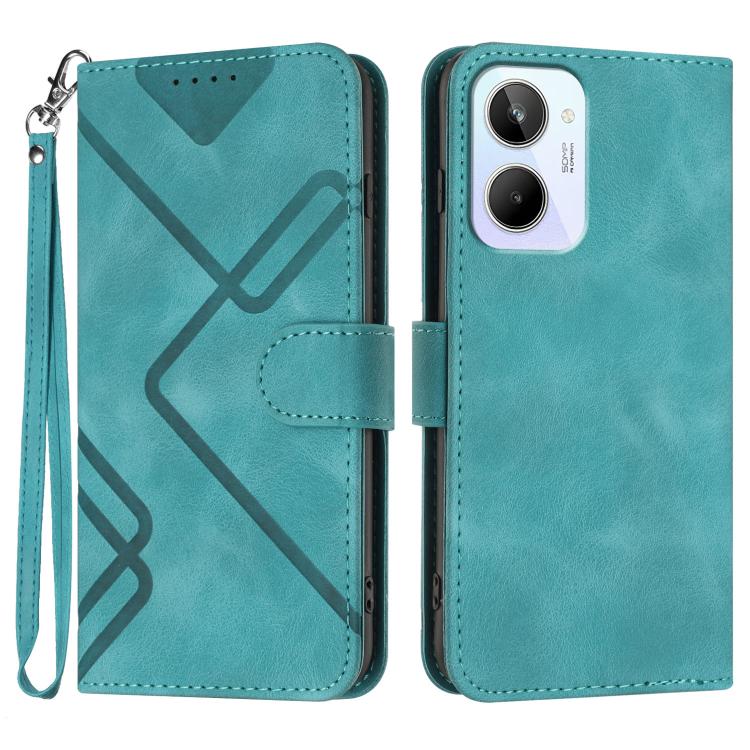 Custodia per cellulare in pelle con motivo a linea, For Realme 10 4G, For Realme V23, For Realme 9 Pro+, For Realme C20 / C11 2021 / C21