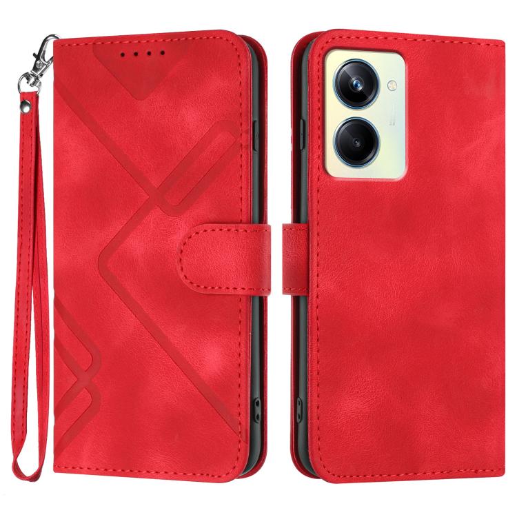 Custodia per cellulare in pelle con motivo a linea, For Realme  12 Lite / C67 4G Global, For Realme GT5 Pro, For Realme 10 Pro, For Realme 10 Pro+