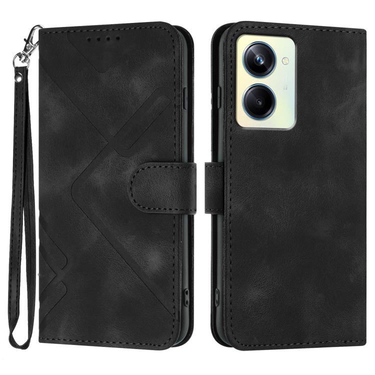 Custodia per cellulare in pelle con motivo a linea, For Realme  12 Lite / C67 4G Global, For Realme GT5 Pro, For Realme 10 Pro, For Realme 10 Pro+