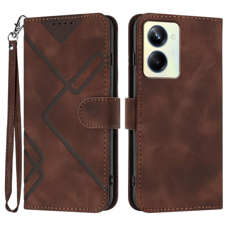 Custodia per cellulare in pelle con motivo a linea, For Realme  12 Lite / C67 4G Global, For Realme GT5 Pro, For Realme 10 Pro, For Realme 10 Pro+