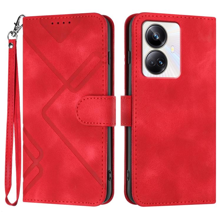 Custodia per cellulare in pelle con motivo a linea, For Realme  12 Lite / C67 4G Global, For Realme GT5 Pro, For Realme 10 Pro, For Realme 10 Pro+