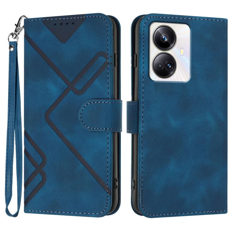 Custodia per cellulare in pelle con motivo a linea, For Realme  12 Lite / C67 4G Global, For Realme GT5 Pro, For Realme 10 Pro, For Realme 10 Pro+