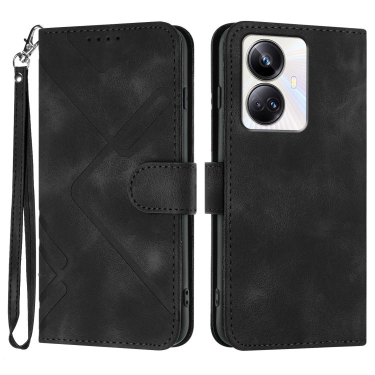 Custodia per cellulare in pelle con motivo a linea, For Realme  12 Lite / C67 4G Global, For Realme GT5 Pro, For Realme 10 Pro, For Realme 10 Pro+