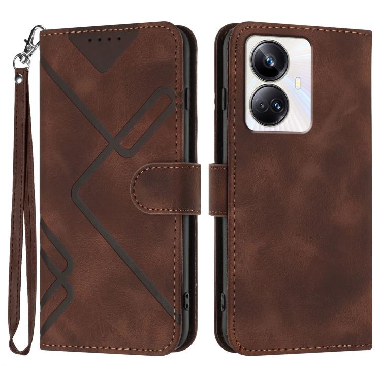 Custodia per cellulare in pelle con motivo a linea, For Realme  12 Lite / C67 4G Global, For Realme GT5 Pro, For Realme 10 Pro, For Realme 10 Pro+