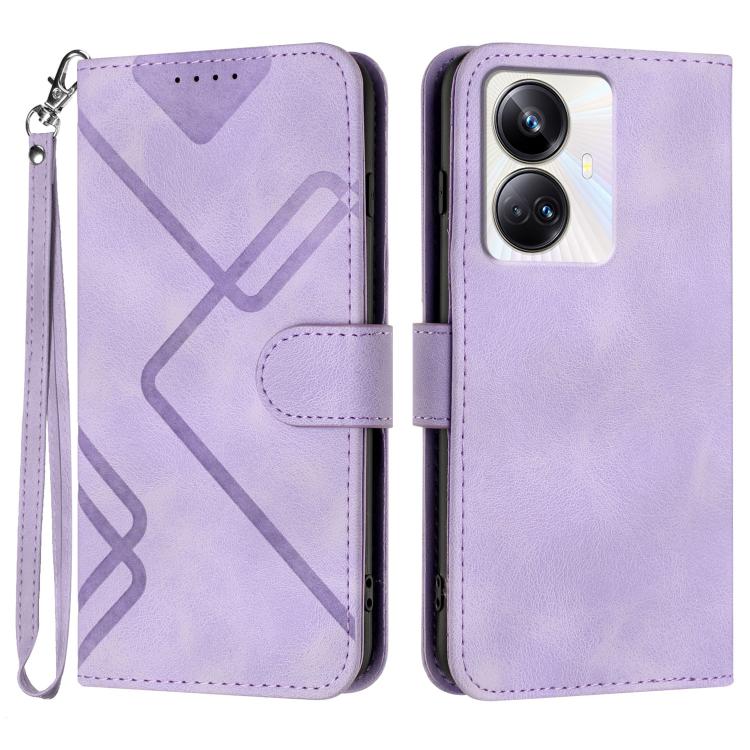 Custodia per cellulare in pelle con motivo a linea, For Realme  12 Lite / C67 4G Global, For Realme GT5 Pro, For Realme 10 Pro, For Realme 10 Pro+