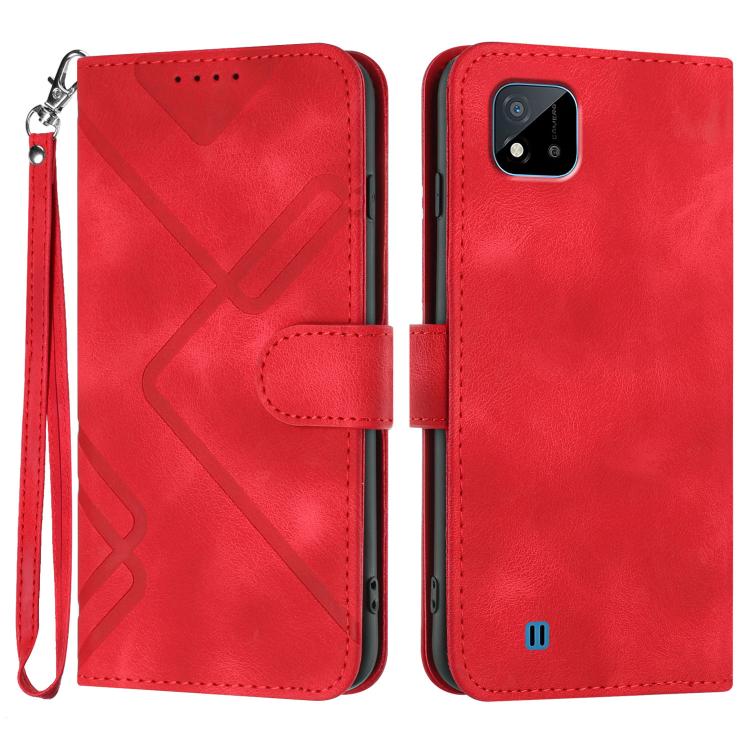 Custodia per cellulare in pelle con motivo a linea, For Realme 10 4G, For Realme V23, For Realme 9 Pro+, For Realme C20 / C11 2021 / C21