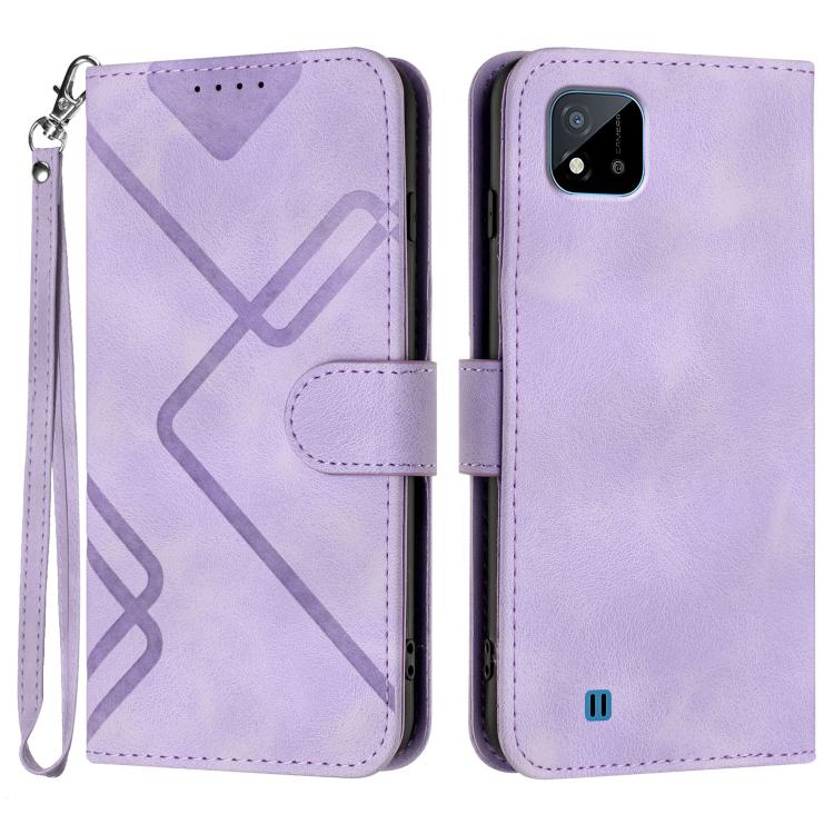 Custodia per cellulare in pelle con motivo a linea, For Realme 10 4G, For Realme V23, For Realme 9 Pro+, For Realme C20 / C11 2021 / C21
