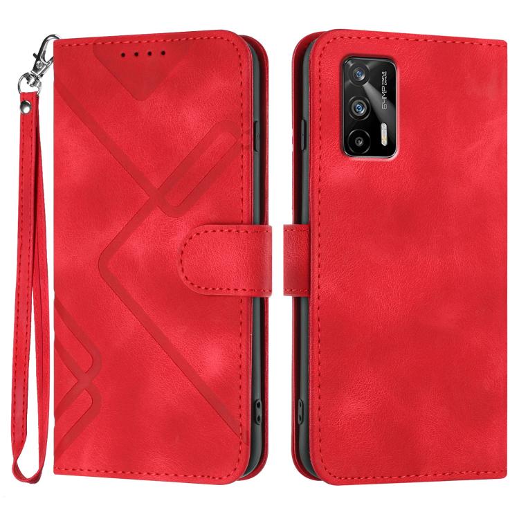 Custodia per cellulare in pelle con motivo a linea, For Realme Narzo 30A/C25/C25s, For Realme 8 4G / 8 Pro, For Realme GT 5G / GT Neo, For Realme C15/C12/Narzo 20/7i Global