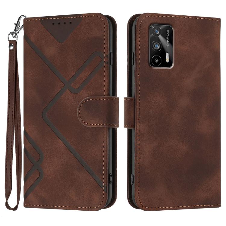 Custodia per cellulare in pelle con motivo a linea, For Realme Narzo 30A/C25/C25s, For Realme 8 4G / 8 Pro, For Realme GT 5G / GT Neo, For Realme C15/C12/Narzo 20/7i Global