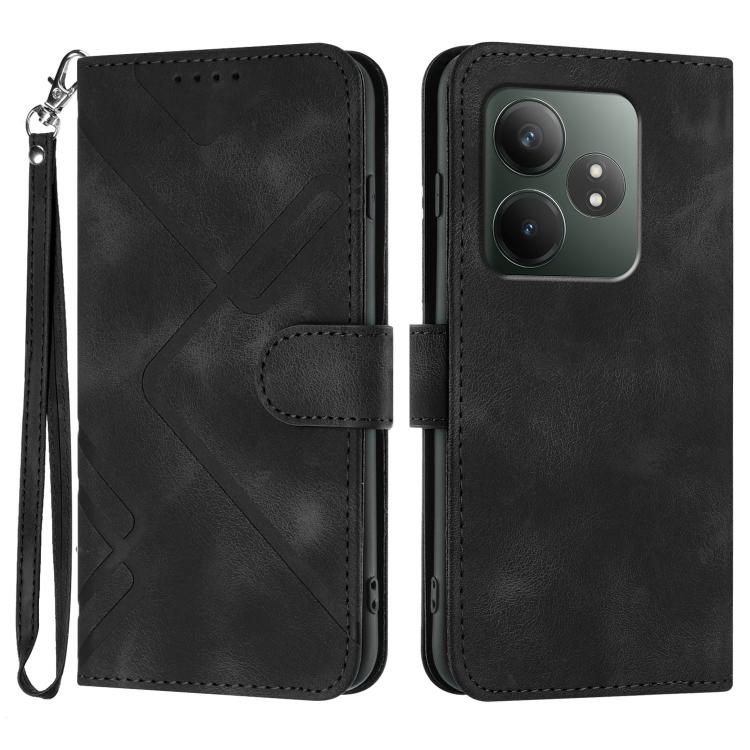 Custodia per cellulare in pelle con motivo a linea, For Realme GT7 Pro, For Realme 13 Pro / 13 Pro+ Global, For Realme GT 6 / GT 6T, For Realme C63 / C61 Global