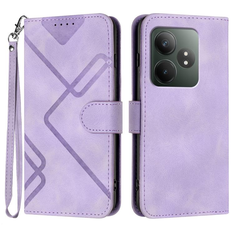 Custodia per cellulare in pelle con motivo a linea, For Realme GT7 Pro, For Realme 13 Pro / 13 Pro+ Global, For Realme GT 6 / GT 6T, For Realme C63 / C61 Global