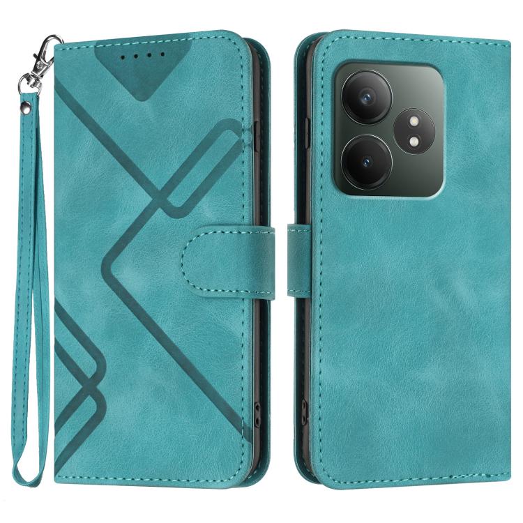 Custodia per cellulare in pelle con motivo a linea, For Realme GT7 Pro, For Realme 13 Pro / 13 Pro+ Global, For Realme GT 6 / GT 6T, For Realme C63 / C61 Global