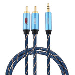 EMK Jack da 3,5 mm maschio a 2 x RCA maschio connettore placcato oro cavo audio per altoparlante, 1m, 1.5m, 2m, 3m, 5m